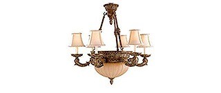 Aged Wood Finish 8 Light French Chandelier