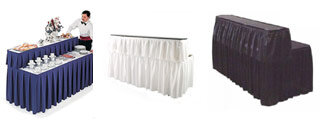 Portable 4’ Bar with linen Skirt Black, White or Royal Blue.