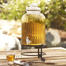 Glass Beverage Dispenser with Metal Stand