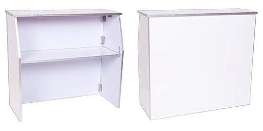 Portable 4’ Bar (White vinyl) One Shelf for Supplies