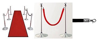 Stanchions polished chrome plated with velvet red rope
