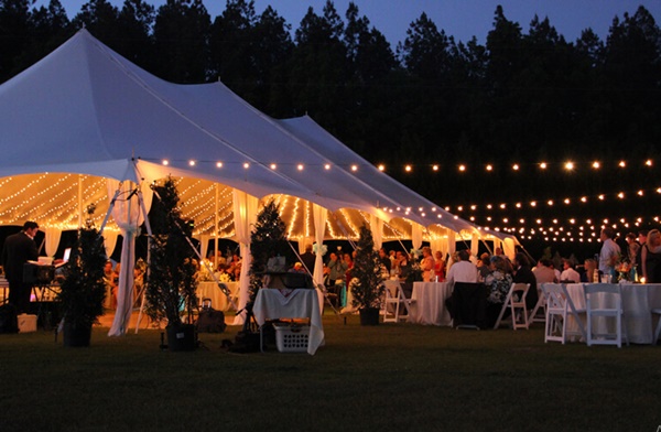 outdoor wedding tent lighting