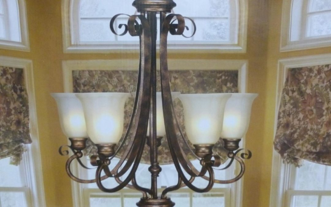 Antique Bronze Finish Chandelier (Uses Five 60w Bulb)