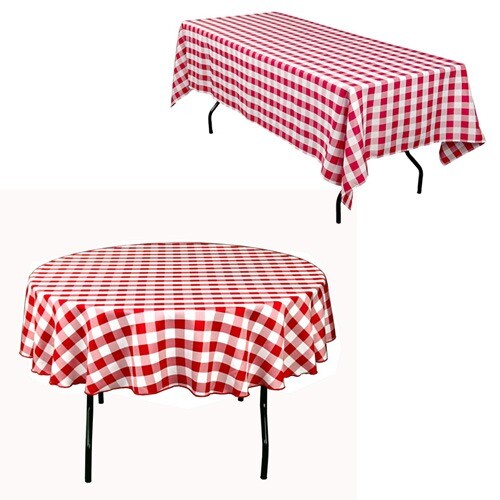 “Checkered” red/white tablecloth (Poly Gabardine)