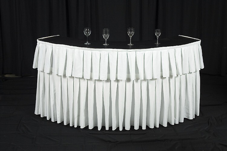 Portable 7’ Serpentine Bar with linen Skirt