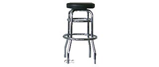 Barstool with swivel black leather seat and chrome height