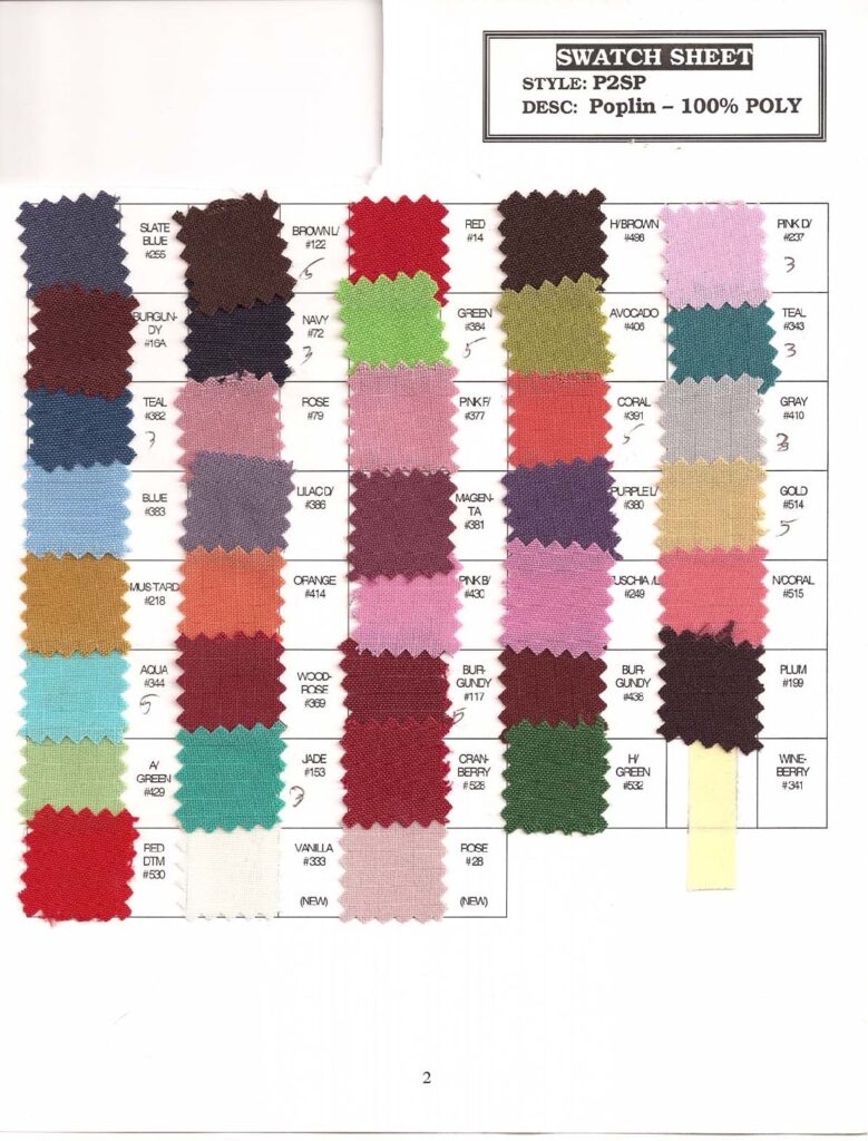 Color chart Poly Gabardine # 1 - Special Event Rentals