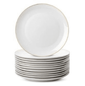 DINNERWARE gold rimmed porcelain plates round