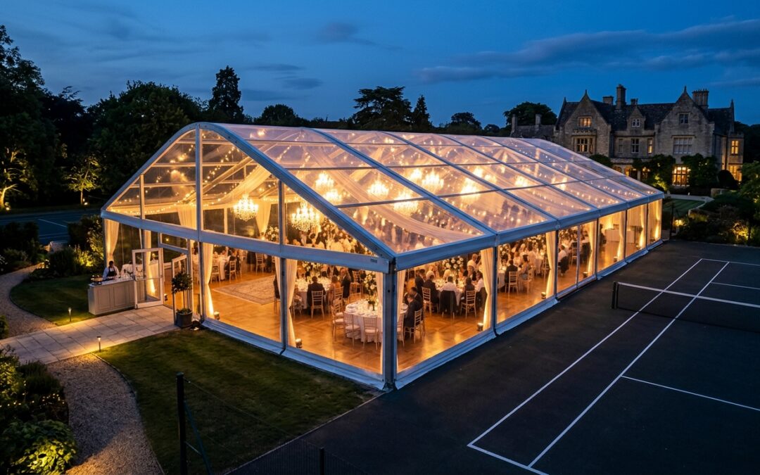 How We Built a Temporary Banquet Hall on a Tennis Court